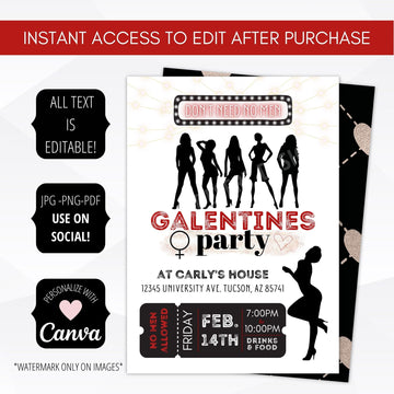 Girls Night Valentine Invitation